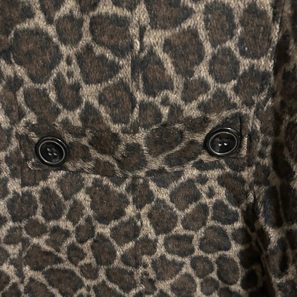 Me Jane Leopard Print Pea Coat - Black and Brown - Picture 7 of 8
